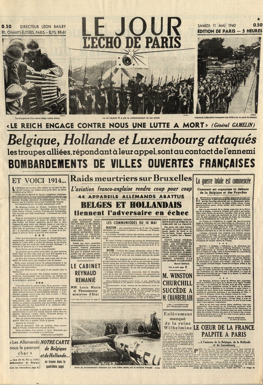 Slaget om Belgia eller belgisk kampanje - 18-dagers kampanje - Tysk invasjon av Belgia under andre verdenskrig - Journal "" Le Jour. L