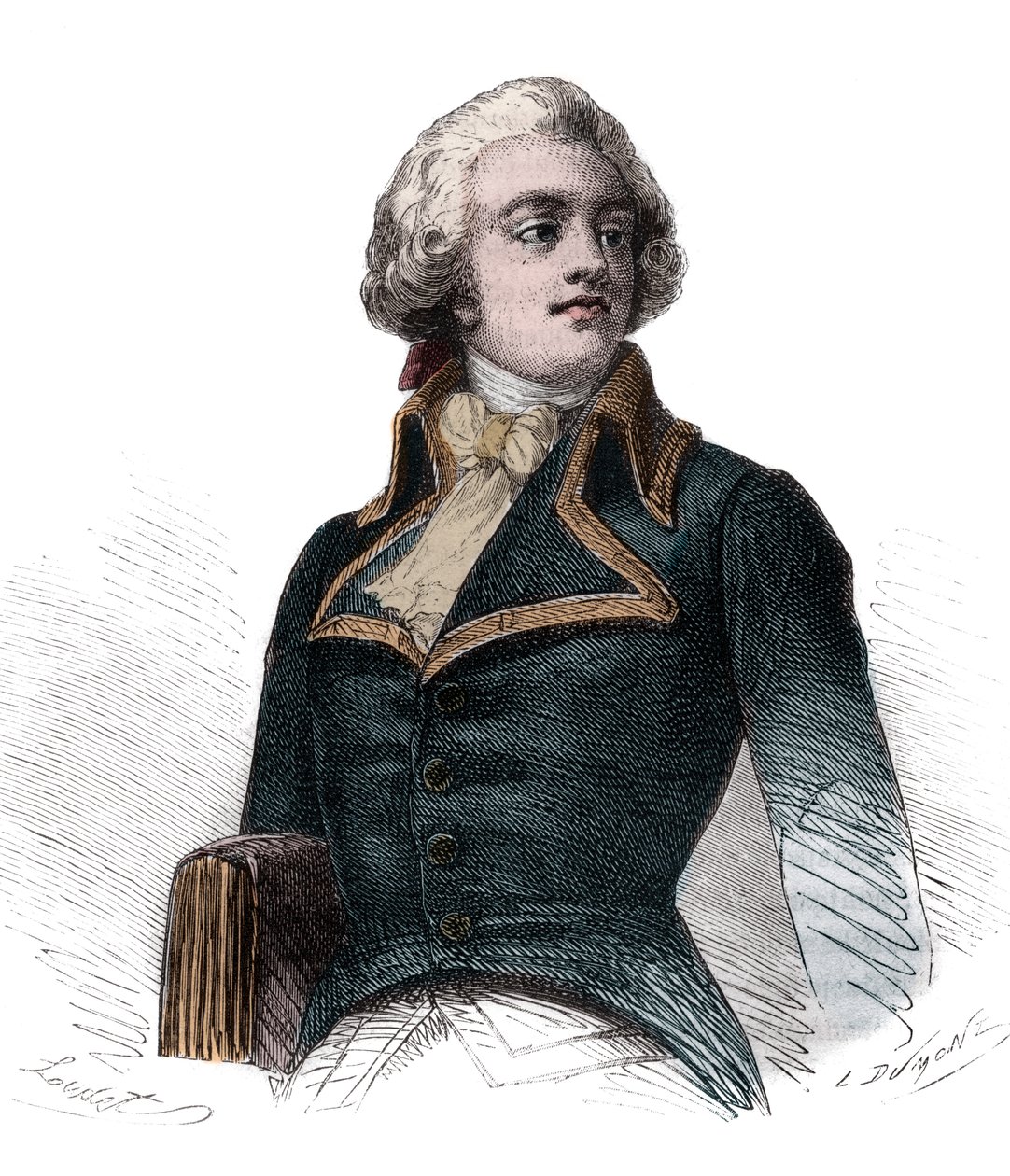 Greven Louis Marie de Narbonne-Lara (Narbonne Lara) (1755-1813) Fransk greve og general - Gravering i "Histoire des Girondins" av Alphonse de Lamartine (1790-1869) 1865-1866 - Privat samling av Anonymous Anonymous
