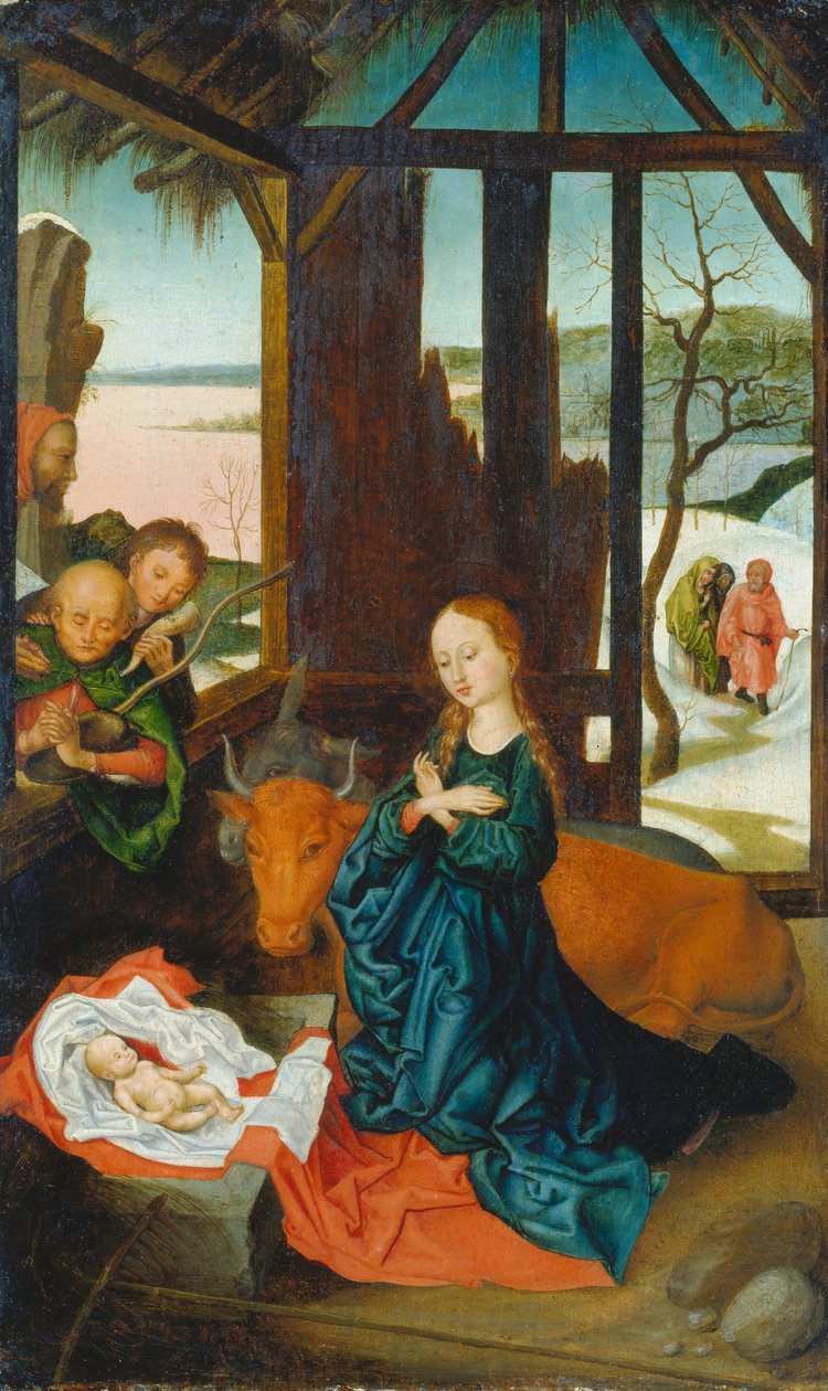 The Nativity, ca. 1500-20 (blandet medium på eiketre) av Anonymous Anonymous