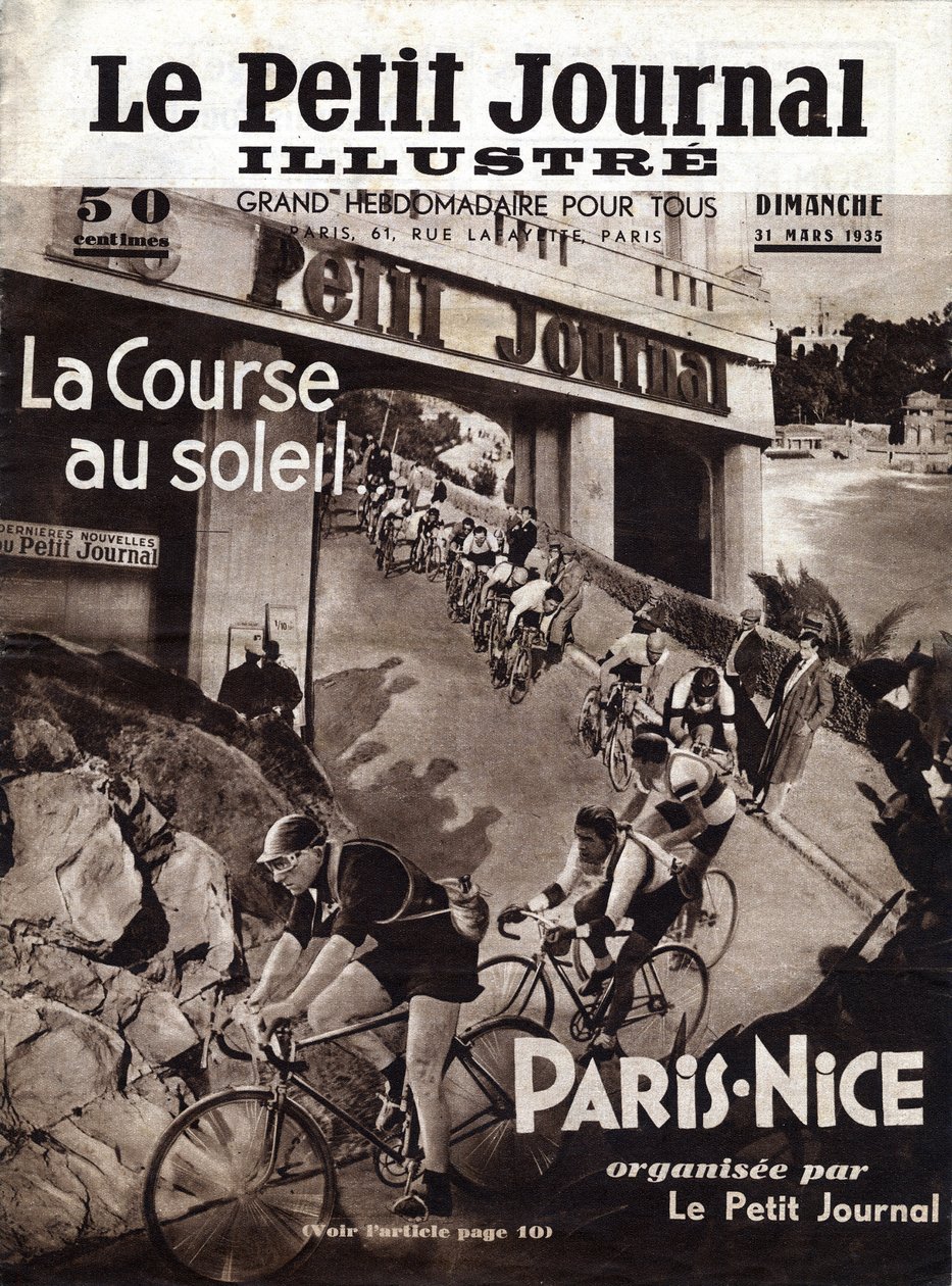 Sykkelrittet Paris Nice arrangert av den lille avisen. Forside av "" The Little Illustrious Journal "" av 31.03.1935. Privat samling av Anonymous Anonymous