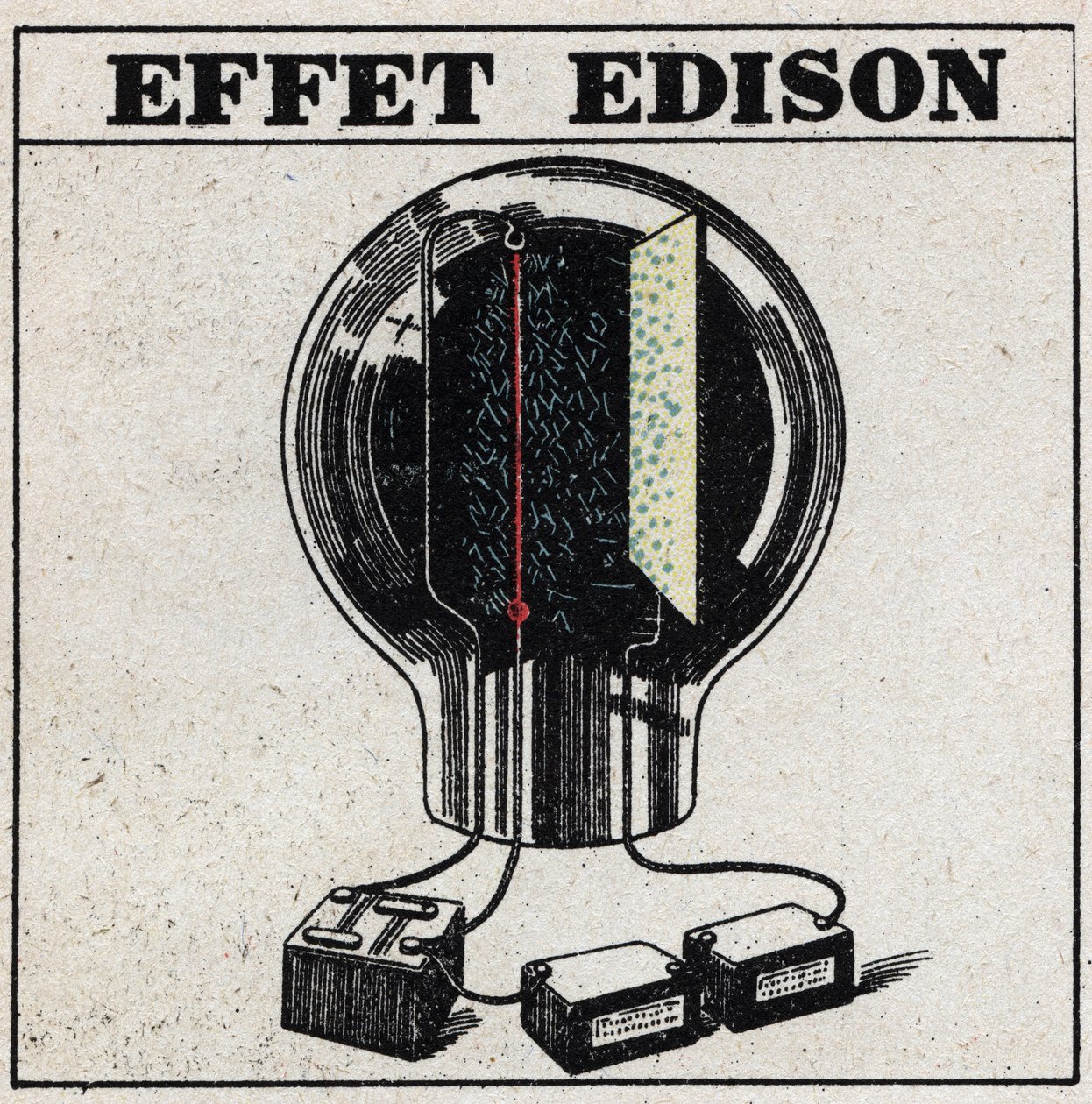T.S.F.: Edison-effekten i en elektrisk pære brukes til å oppdage TSF-signaler. Anonym illustrasjon fra 1925. Privat samling. av Anonymous Anonymous
