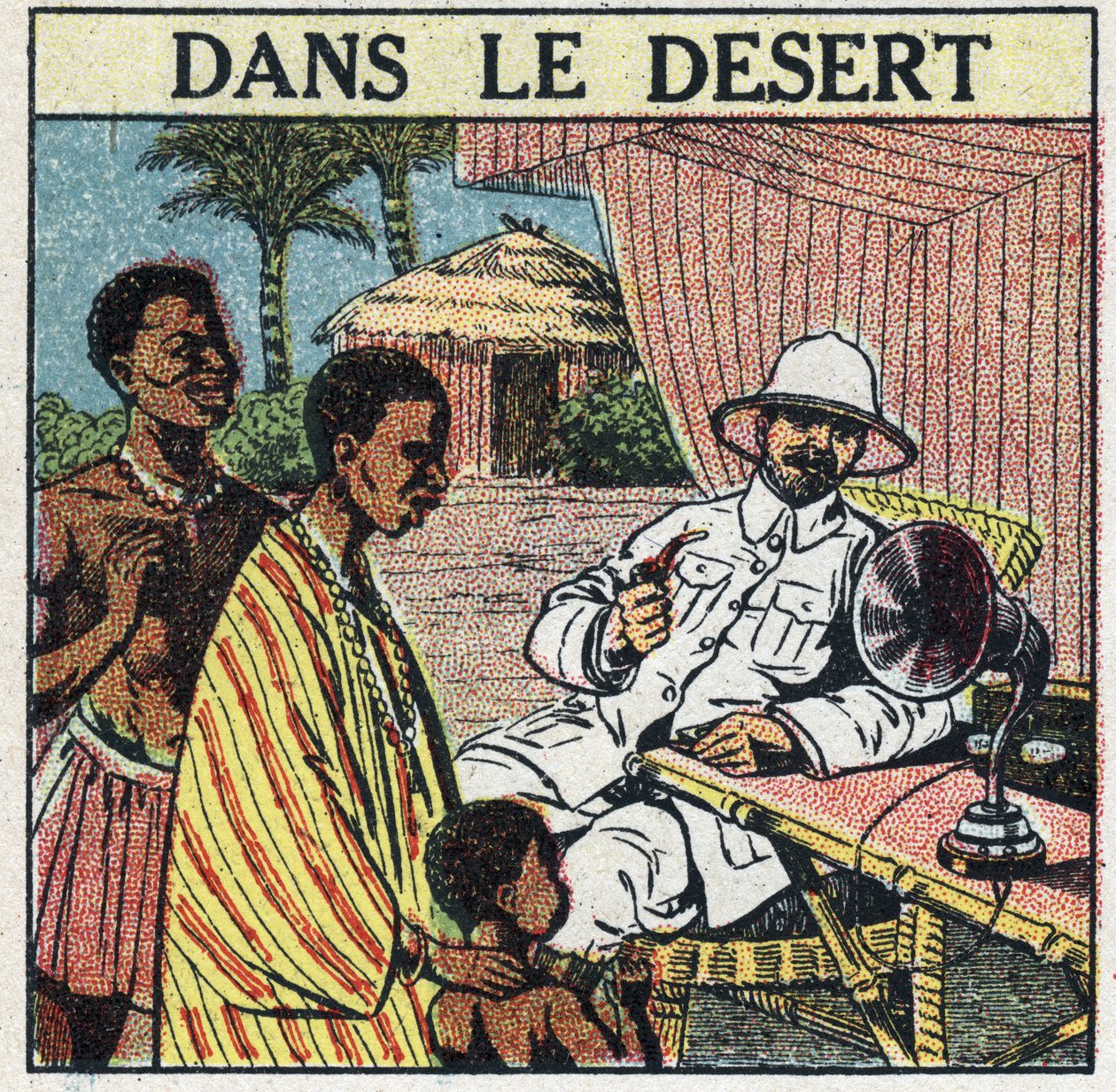 T.S.F. brukt i ørkenen i Afrika. Anonym illustrasjon fra 1925. Privat samling. av Anonymous Anonymous