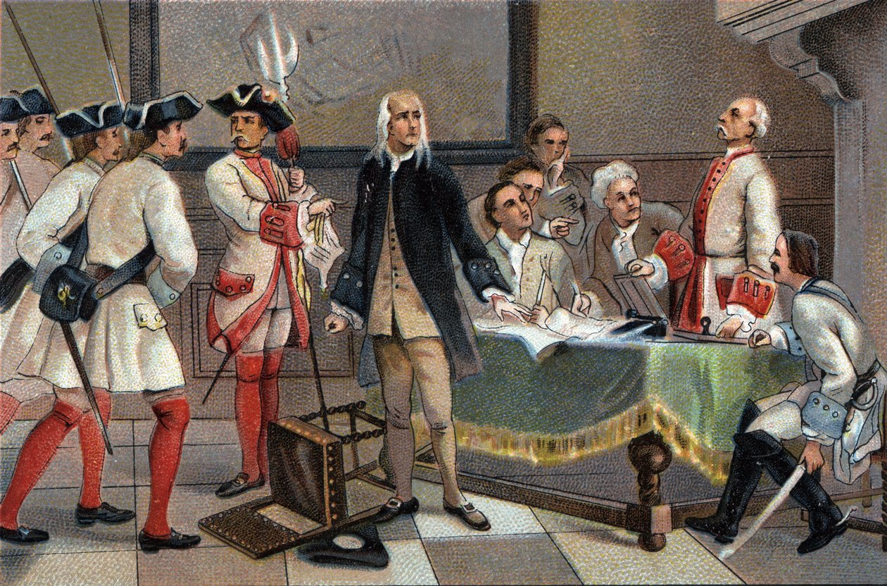 Arrestasjonen av Francois Anneessens i 1719 for å ha vært den viktigste pådriveren for Brussel-opprøret i 1717. Reklamekromolitografi av Antoine-sjokolade i Brussel, begynnelsen av det 20. århundre. Privat samling av Anonymous Anonymous
