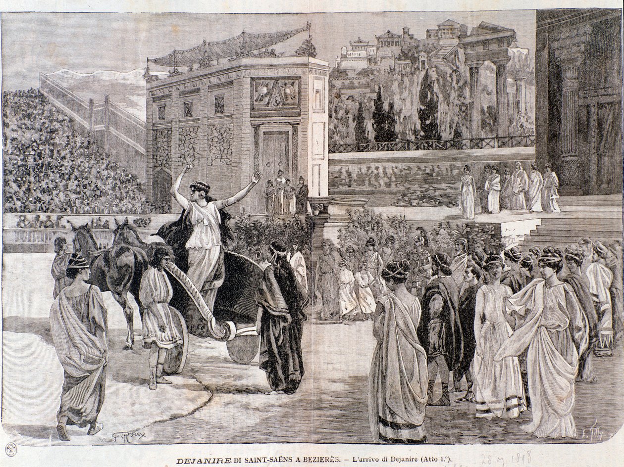 Ankomsten av Deianira, fra stykket Dejanira av Camille Saint-Saens, fremført på arenaen til Beziers i 1898 av Anonymous Anonymous