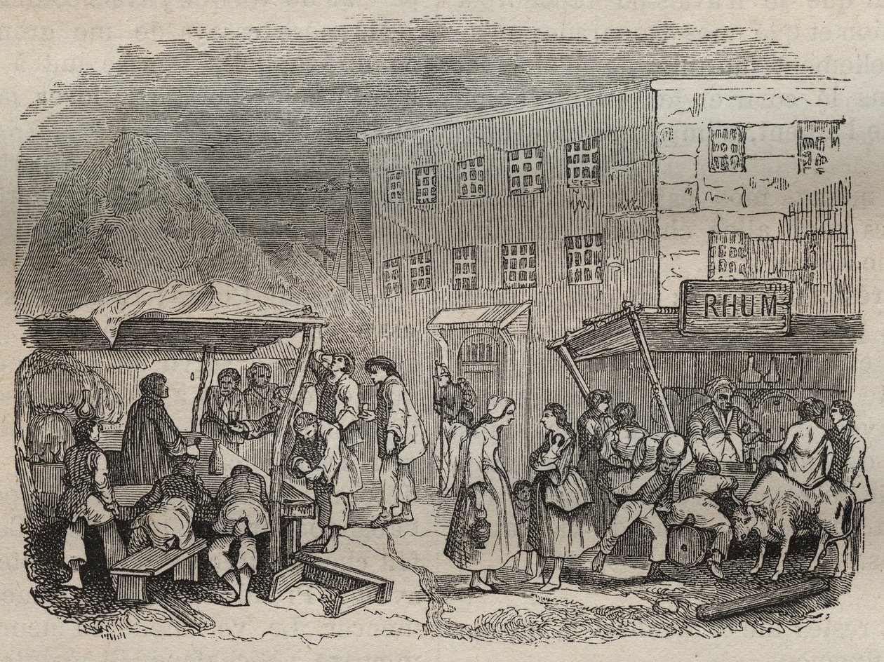 Kantinen til bagne de Rochefort på 1800-tallet. Gravering i "Fengselshistorie fra deres opprettelse til i dag"" (1877) av Pierre Zaccone (1817-1895) (Colonia Penale - Straffekoloni) Privat samling. av Anonymous Anonymous