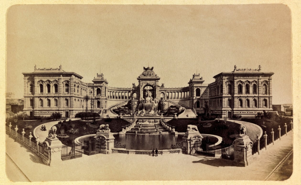 Byen Marseille og dens omgivelser rundt 1885 -1890: Lonchamp Palace (Museum of Fine Arts), privat samling av Anonymous Anonymous