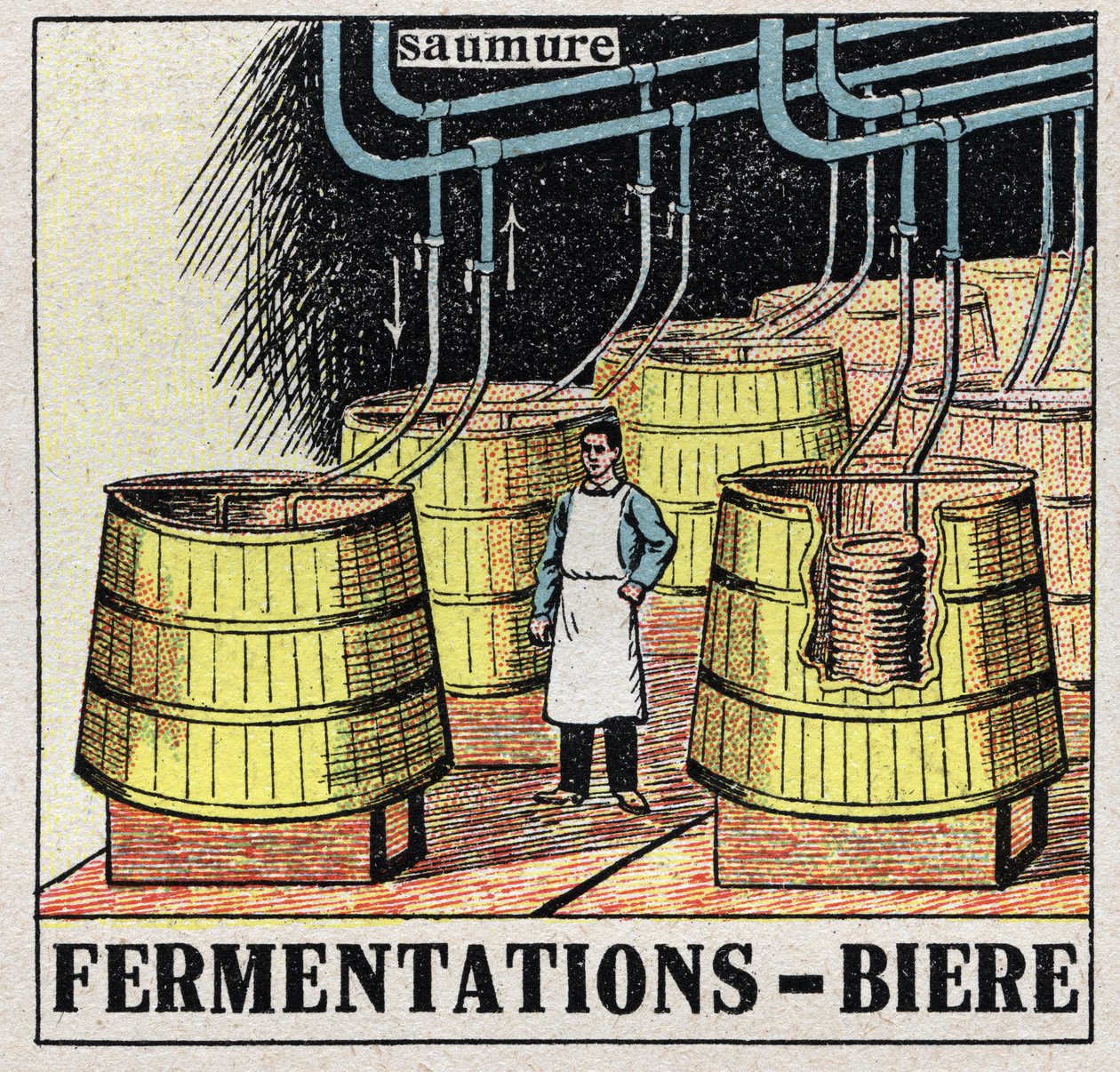 The cold industry: mout fermentations to produce beer. Anonymous illustration from 1925. Private collection. av Anonymous Anonymous