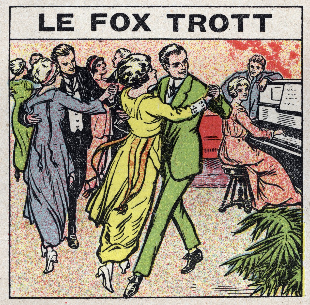 The effects of music: couples dance the Fox Trot (Fox Trot) in a social evening. Anonymous illustration from 1925. Private collection. av Anonymous Anonymous