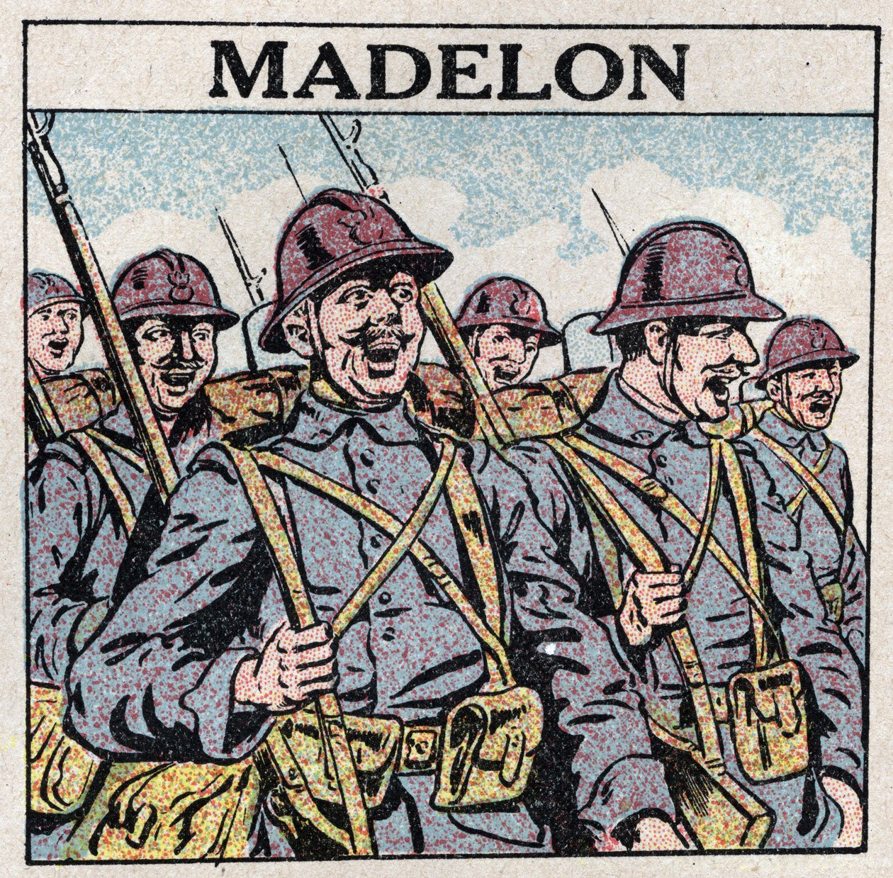 Effektene av musikk: den franske sangen "La Madelon"" gir mot til militæret. Anonym illustrasjon fra 1925. Privat samling. av Anonymous Anonymous