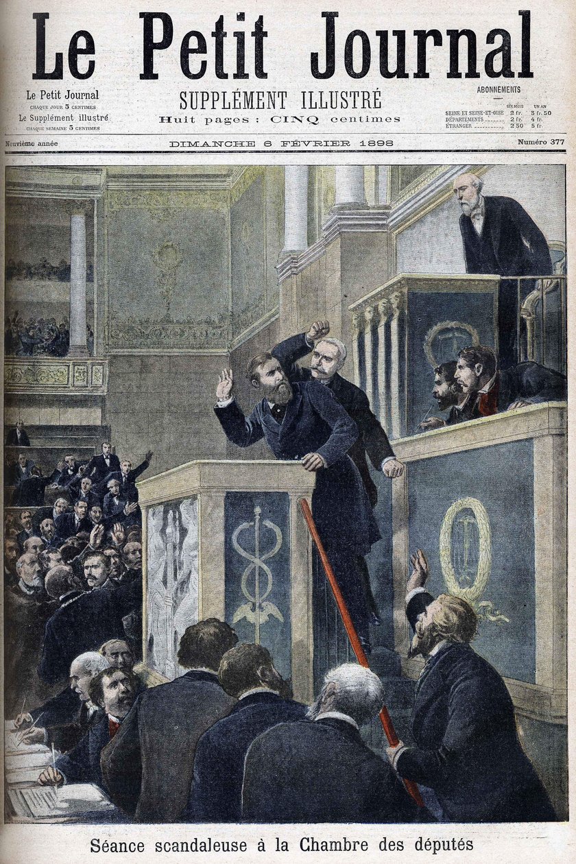 The scandalous meeting of the House of Deputies: Jean Jaures attacked by Bernis during a debate on the Dreyfus Affair av Anonymous Anonymous