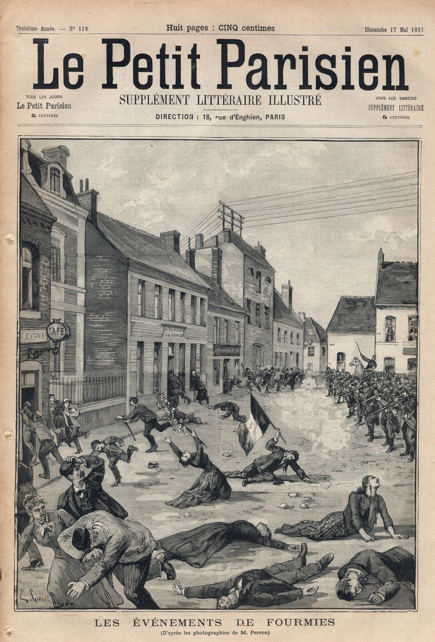 Infanteriets skyting av Fourmies i Nord Pas de Calais på grevistarbeidere (1. mai av Anonymous Anonymous