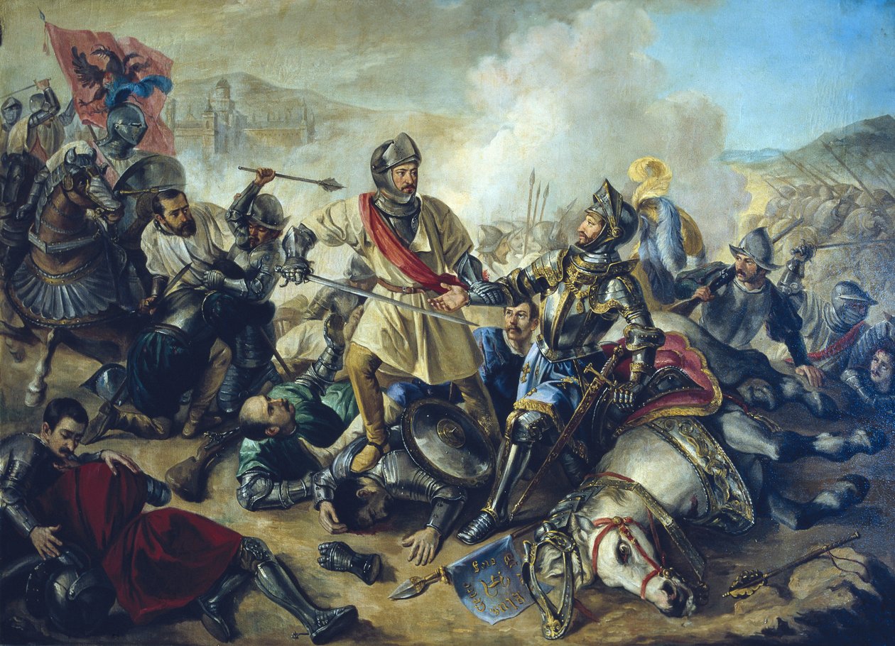 Soldaten Juan de Urbieta (d. 1553) tok kongen Frans I av Frankrike til fange i slaget ved Pavia fra 24. februar av Anonymous Anonymous