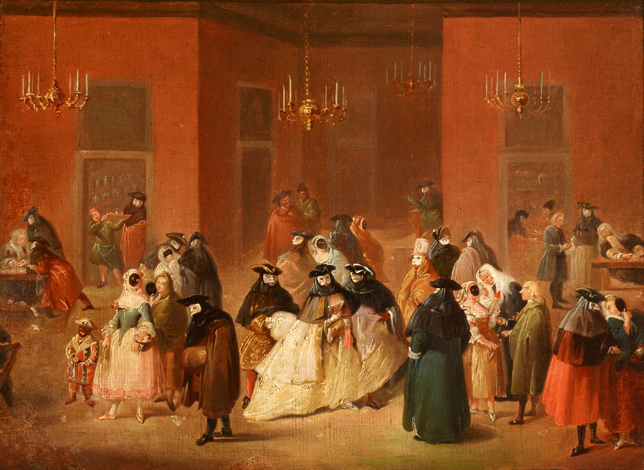 Tema fra det venetianske karnevalet, Gambling House (Il Ridotto) av Anonymous Anonymous