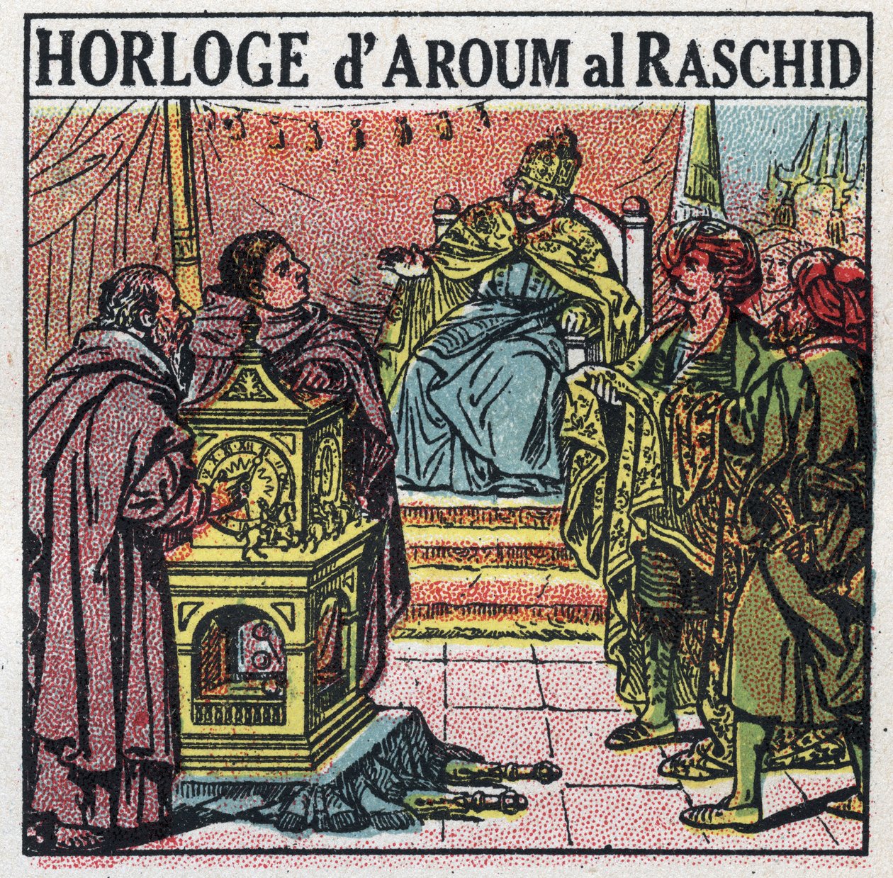 Tid: Haroun al-Rashid (Harun al-Rashid eller al-Rashid (al-Rashid) eller ar Rachid (ar-Rashid) eller el Rashid (el-Rashid) eller el Raschid (el-Rashid) eller al Raschid (al- Raschid), Abbasidens kalif (763 eller 766-809). Anonym illustrasjon fra 1925. Priv av Anonymous Anonymous
