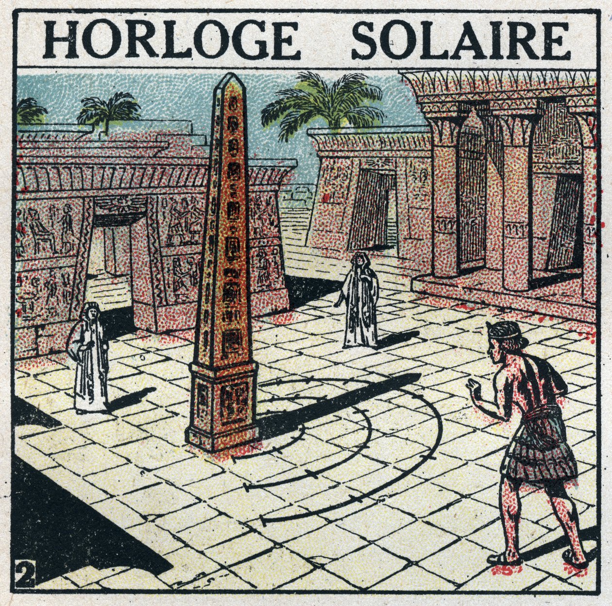 Time: solar clock (sundial) used in ancient Egypt. Anonymous illustration from 1925. Private collection. av Anonymous Anonymous