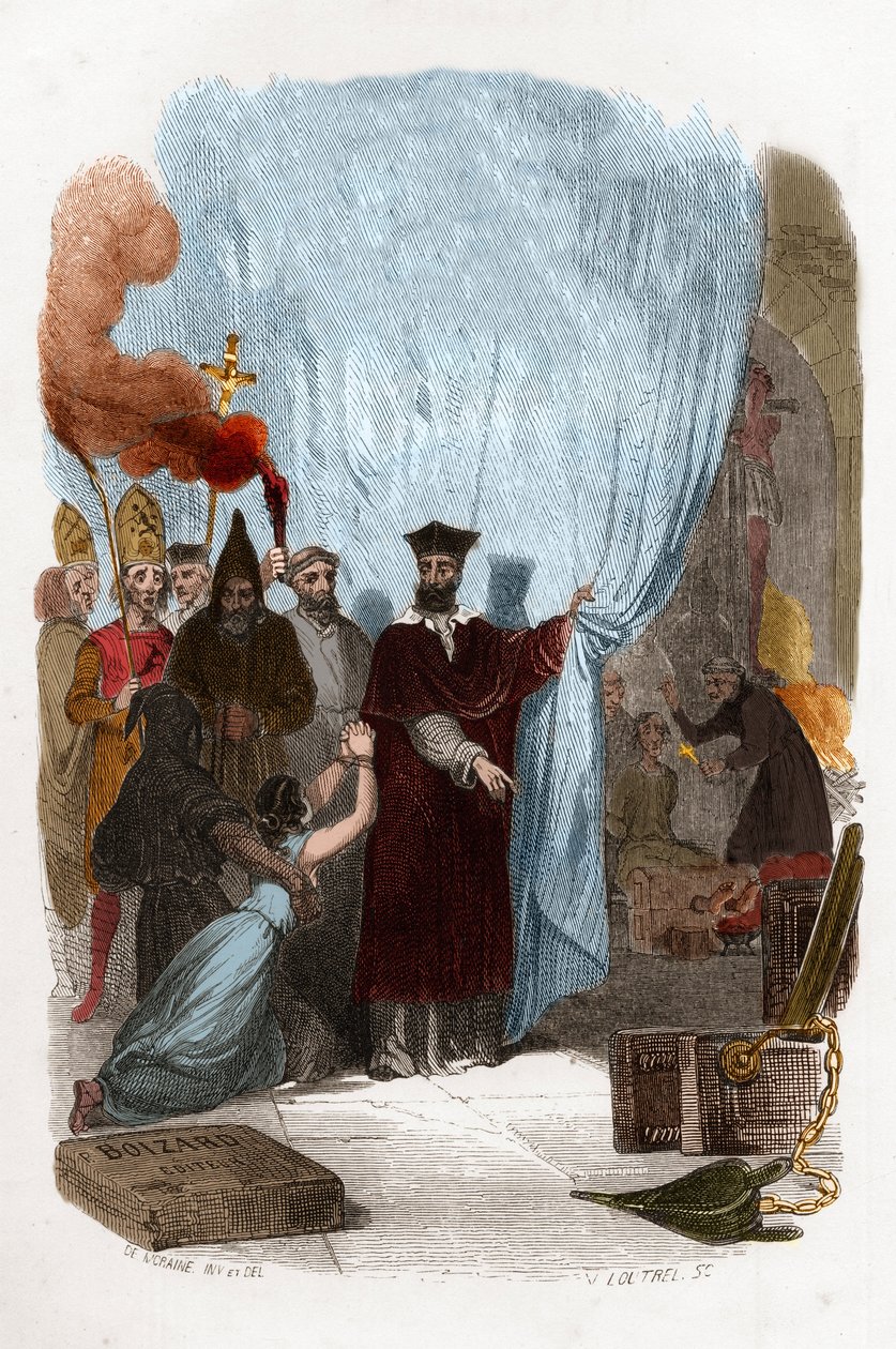 Tomas de Torquemada (1420-1498), den dominikanske munkens arrangør av inkvisisjonen i Spania. Fargegravering fra 1800-tallet. Illustrasjon i "" Mysteres of the Inquisition and Other Secretive Societies of Spain"" Av Victor de Fereal, Suberwick, Manuel Galo av Anonymous Anonymous