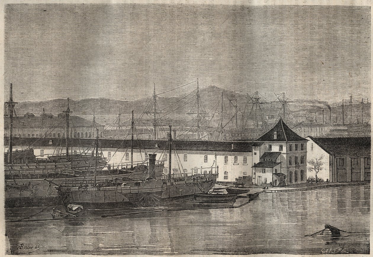 Toulons fengsel på 1800-tallet. Gravering i "Historien om straffedømte fra deres skapelse til i dag"" (1877) av Pierre Zaccone (1817-1895) (Colonia Penale - Straffekoloni) Privat samling. av Anonymous Anonymous