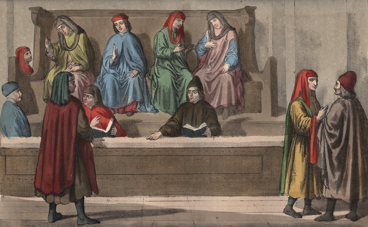 Tribunal des marchands, ou tribunal de commerce - 15th century - Merchant tribunal, Italy av Anonymous Anonymous