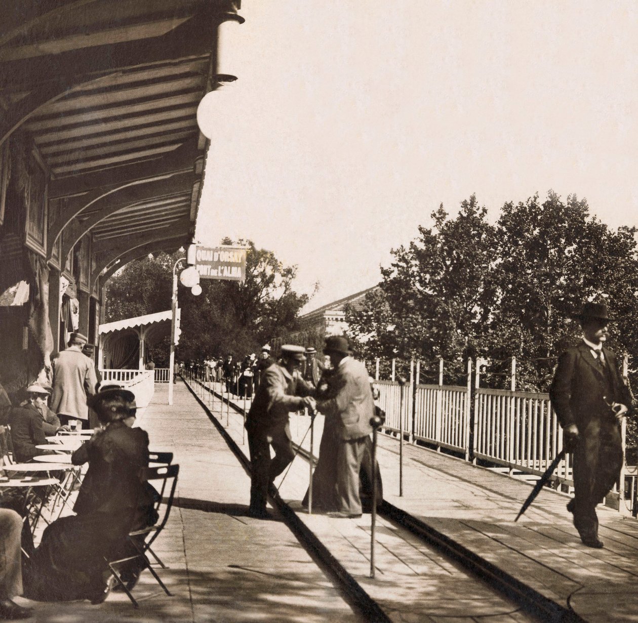 Universal Exposition of 1900 - Exposition Universelle de 1900 i Paris: Det rullende fortauet - privat samling av Anonymous Anonymous