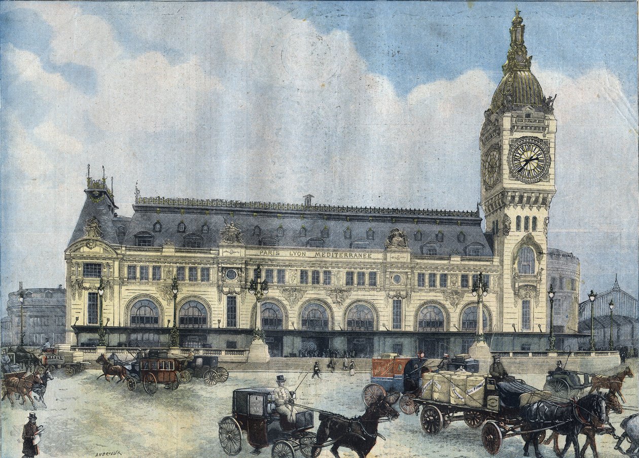 View of the Gare de Lyon in Paris in 1902. Engraving in “Le Peute Parisien”” av Anonymous Anonymous