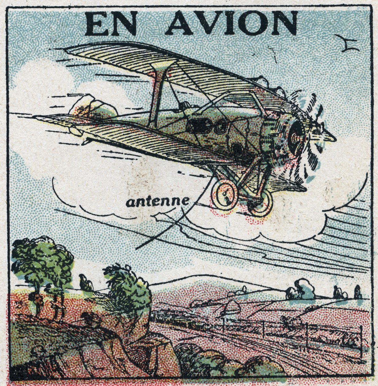Wireless telephony: by plane. Anonymous illustration of 1925. Private collection. av Anonymous Anonymous