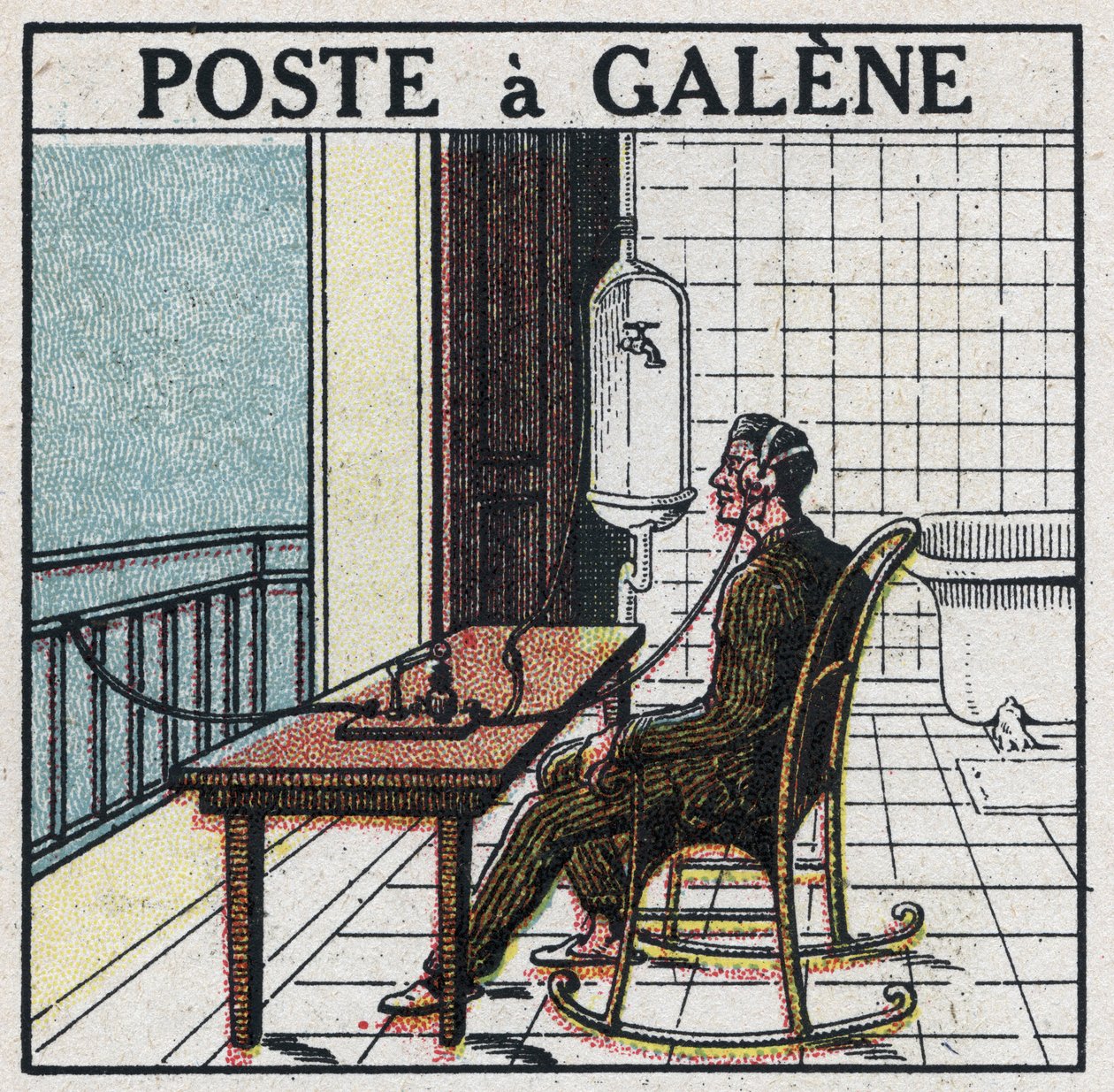 Wireless telephony: radio set in galene. Anonymous illustration of 1925. Private collection. av Anonymous Anonymous