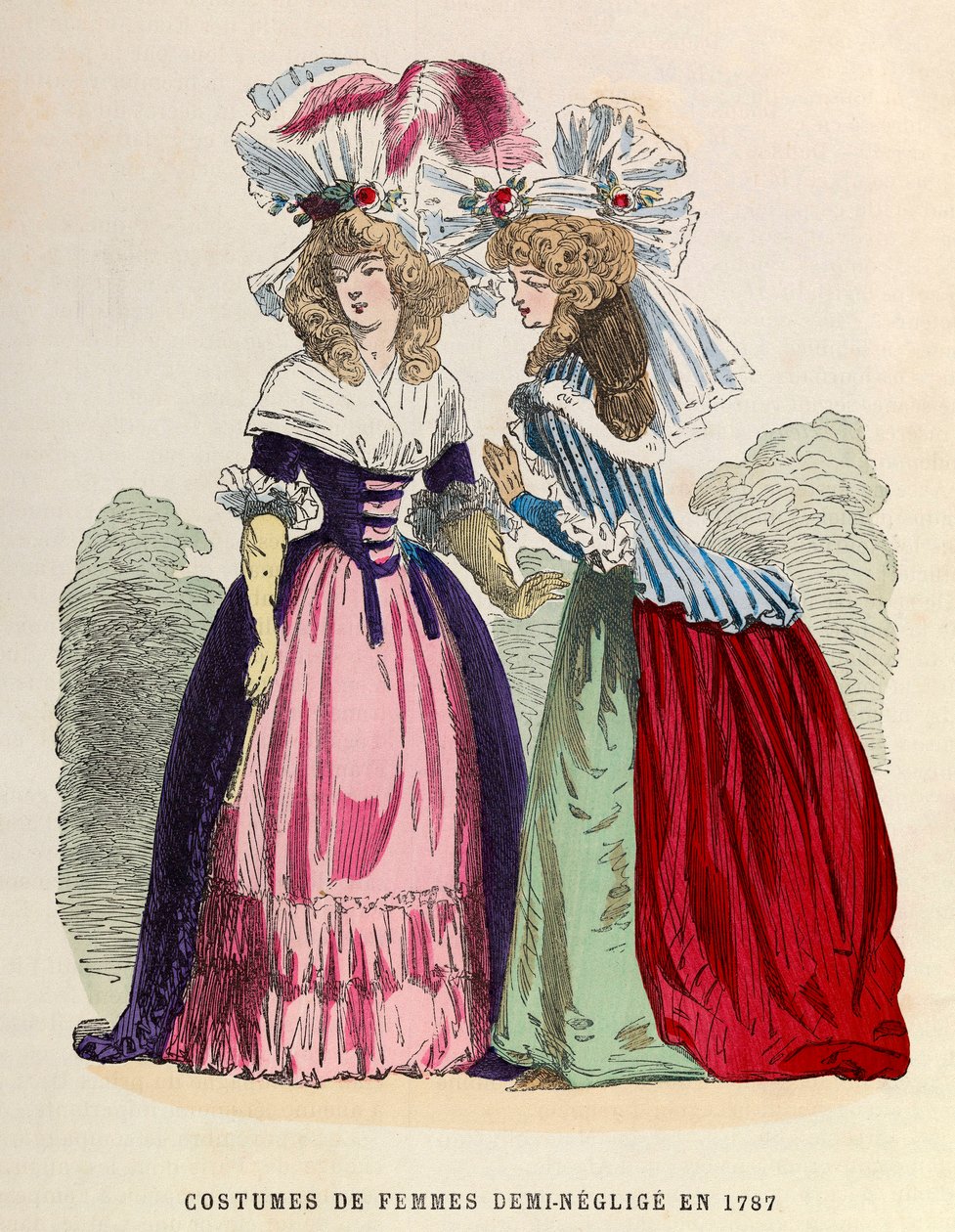 Kvinnedrakter halv - neglige i 1787 - privat samling av Anonymous Anonymous