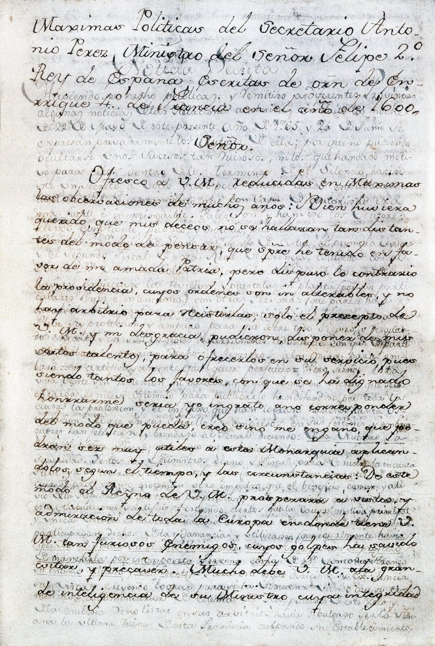 Politiske skrifter av Antonio Perez (1540-1611). Spansk politisk sekretær for kong Filip II av Spania. Ecuador, Quito. Politisk bibliotek i Ecuador av Aurelio Espinosa av Anonymous Anonymous