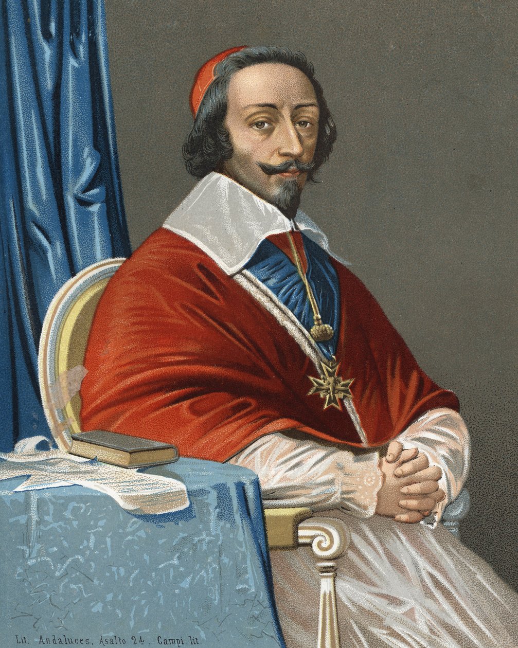 portrett av Armand Jean Du Plessis, kardinal av Richelieu Prélat og fransk statsmann (Paris av Anonymous Anonymous