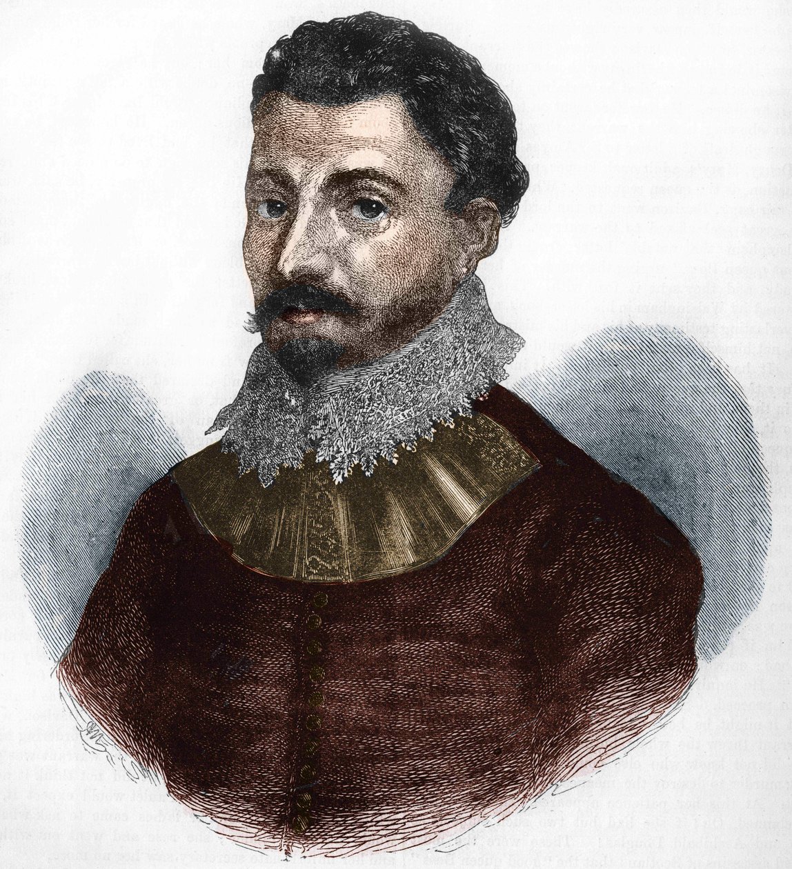 portrett av Sir Francis Drake. Engelsk navigatør og kaper (f i Tavistock, Devonshire, ca. 1540 utenfor Portobelo, Paname av Anonymous Anonymous