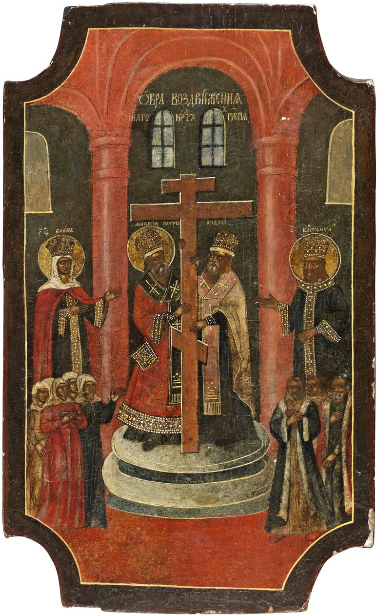 Opphøyelse av det hellige kors, 1700-tallet av Anonymous Russian icon painter