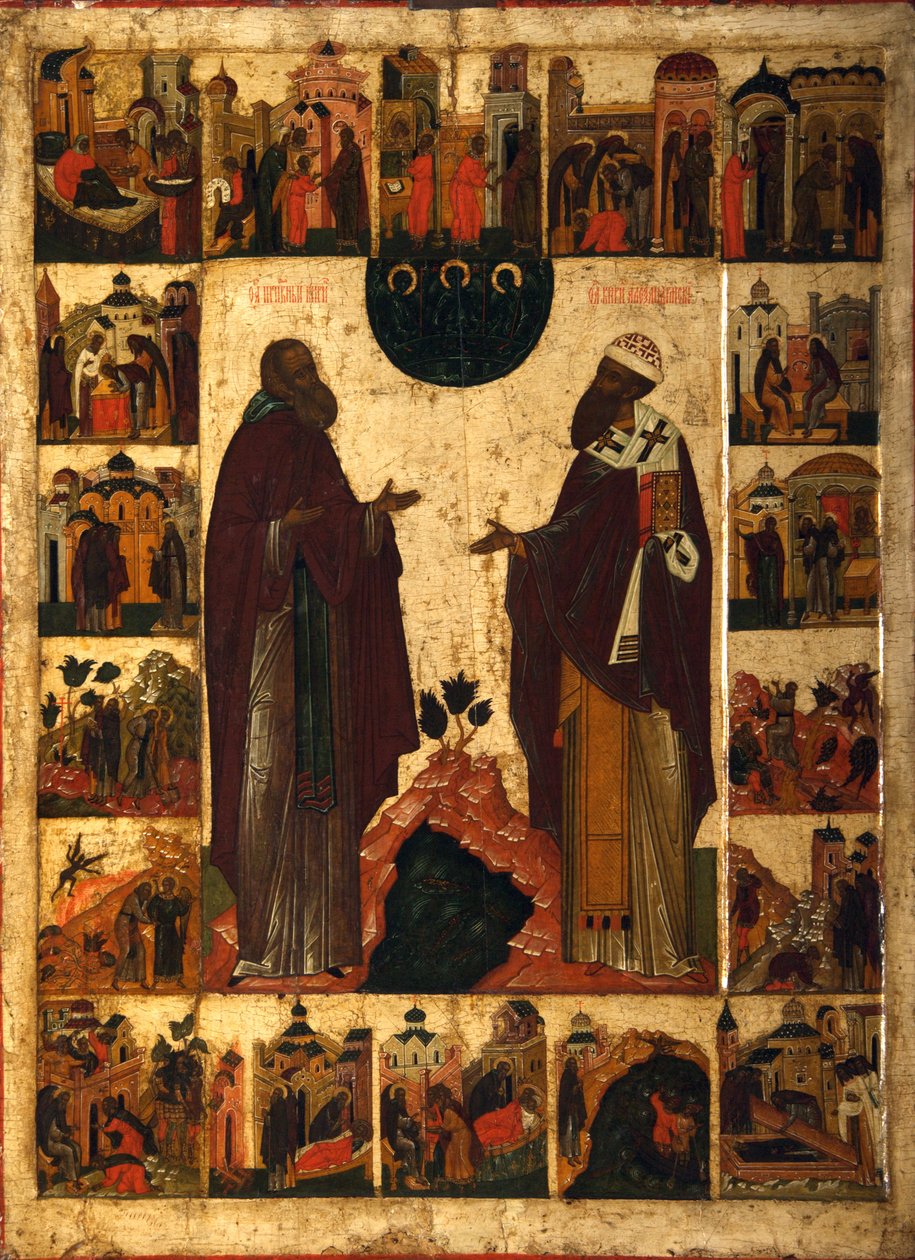 Saint Cyril of White Lake og Saint Cyril of Alexandria, andre halvdel av 1500-tallet. av Anonymous Russian icon painter