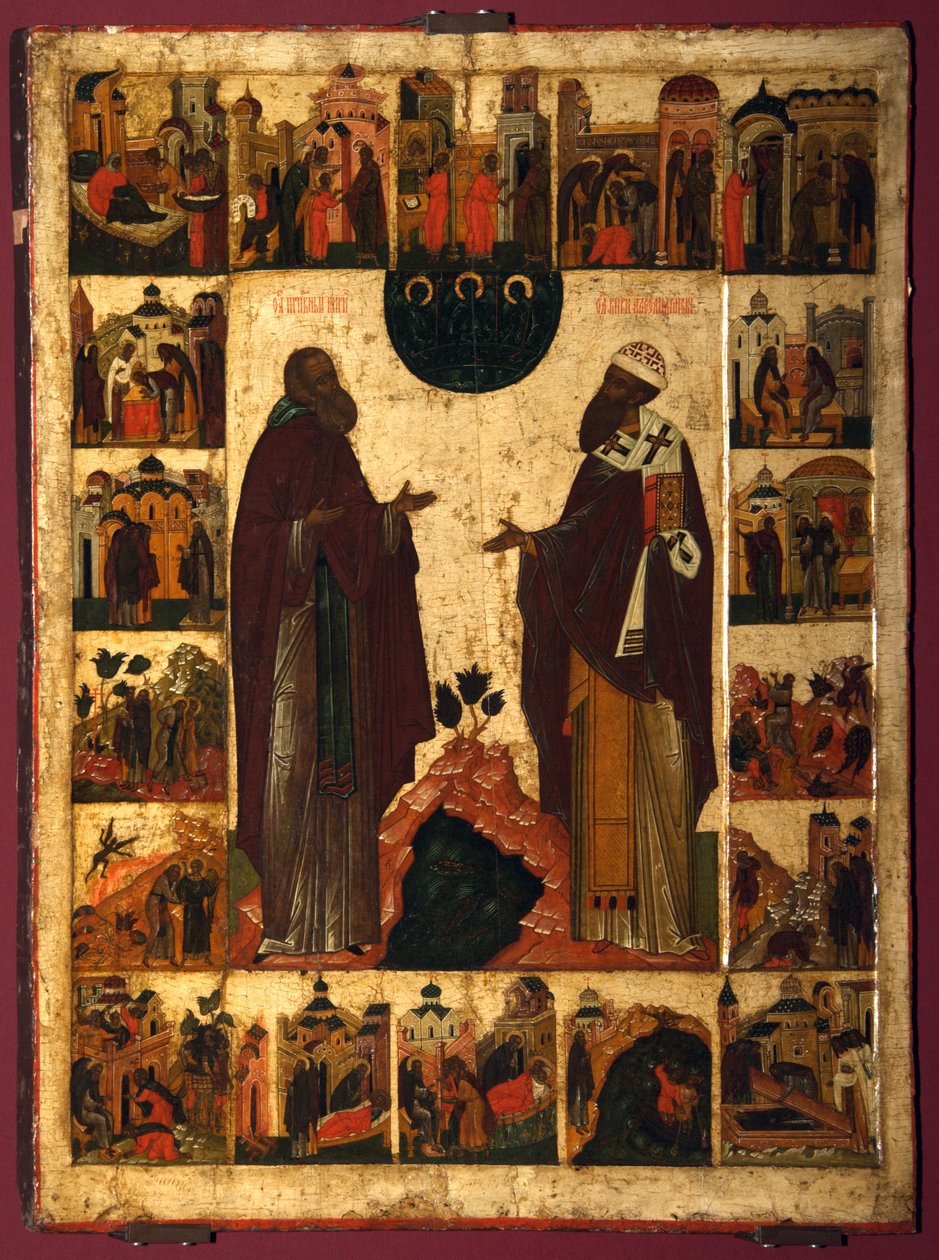 Saint Cyril of White Lake og Saint Cyril of Alexandria, andre halvdel av 1500-tallet. av Anonymous Russian icon painter