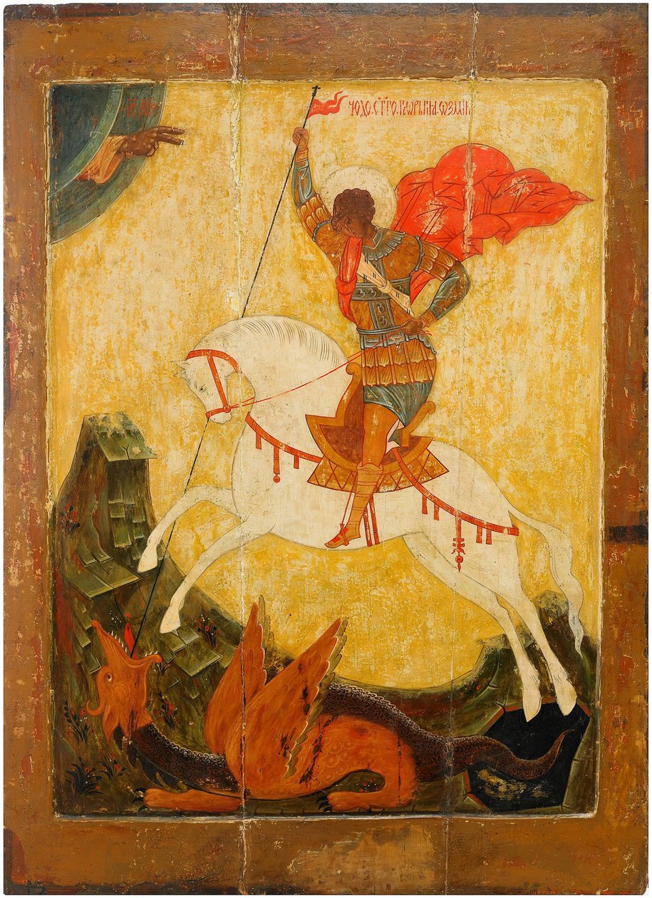 Saint George and the Dragon, ca. 1600 av Anonymous Russian icon painter