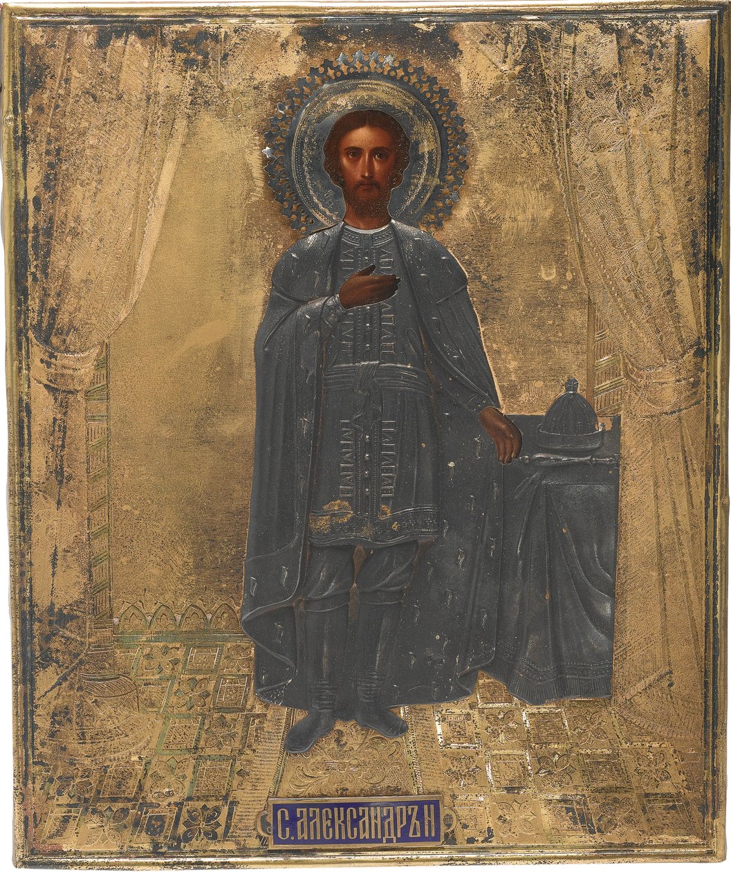 Den hellige storprins Alexander Nevsky, 1800-tallet av Anonymous Russian icon painter