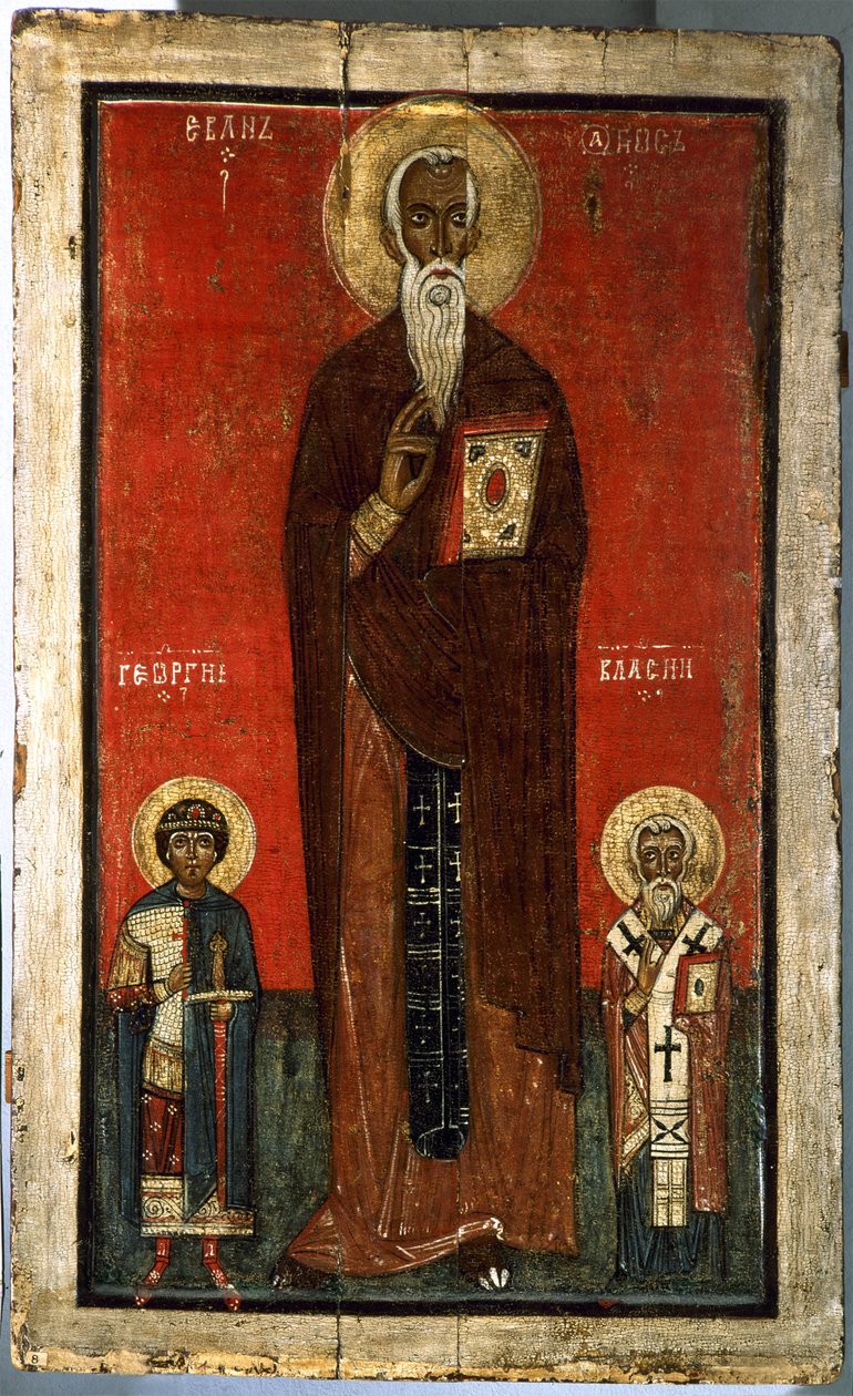 Saint John Climacus med Saint George og Saint Blaise, andre halvdel av 1200-tallet av Anonymous Russian icon painter