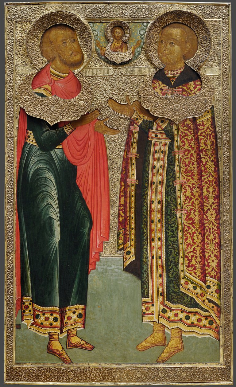 St. John Sochawski og Tsarevich Ivan Mikhailovich, 1639-1640 av Anonymous Russian icon painter