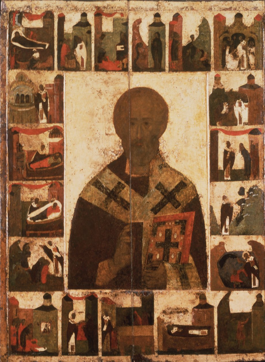 Saint Nicholas med scener fra hans liv, 1300-tallet av Anonymous Russian icon painter