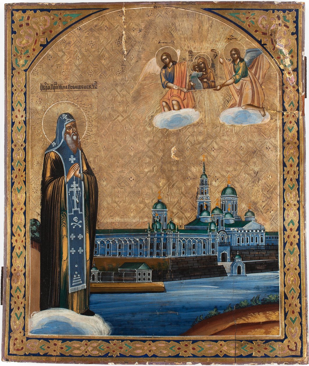 Saint Nilus av Seligersjøen, 1800-tallet av Anonymous Russian icon painter