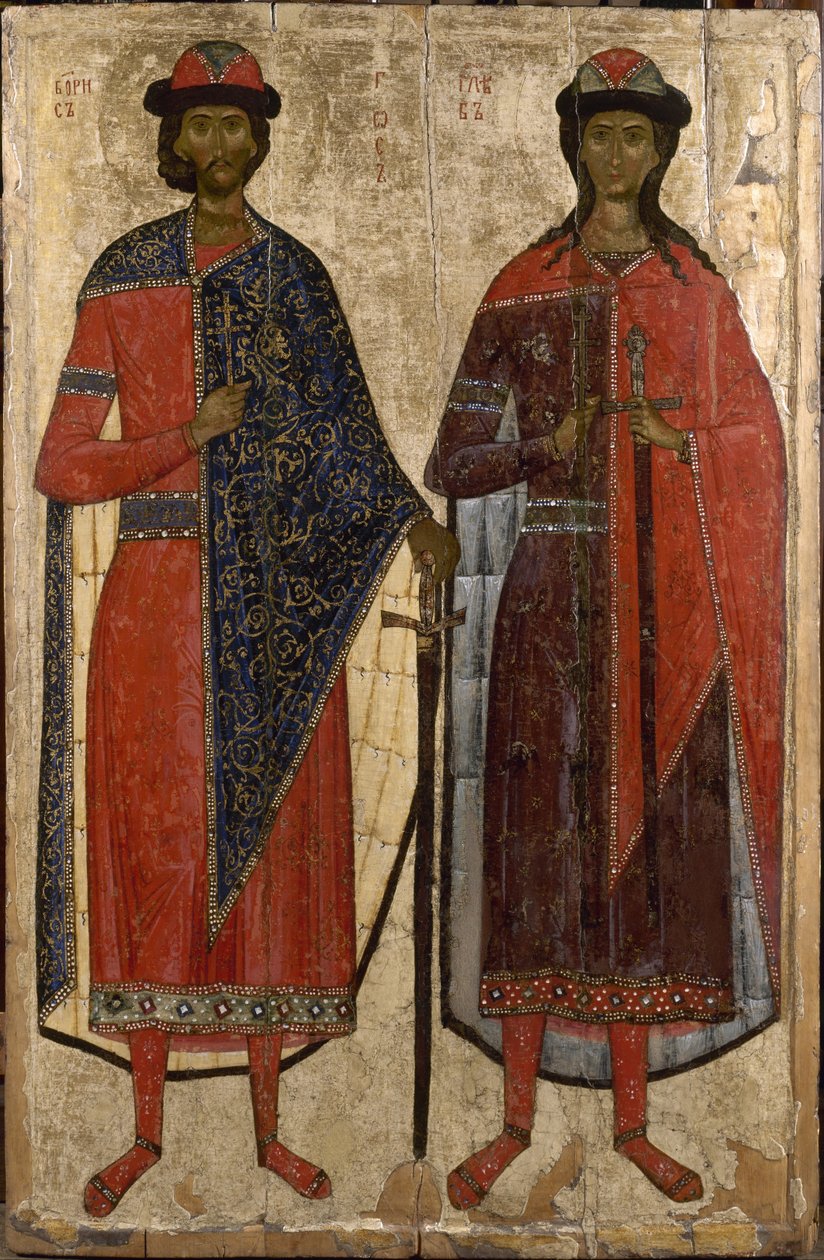 De hellige Boris og Gleb, midten av det 14. århundre. av Anonymous Russian icon painter