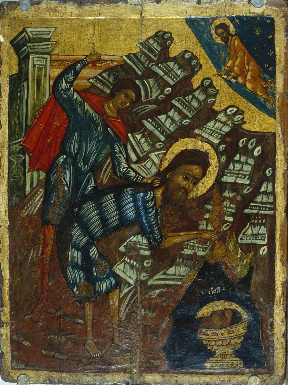 Halshuggingen av døperen Johannes, andre halvdel av 1500-tallet. av Anonymous Russian icon painter