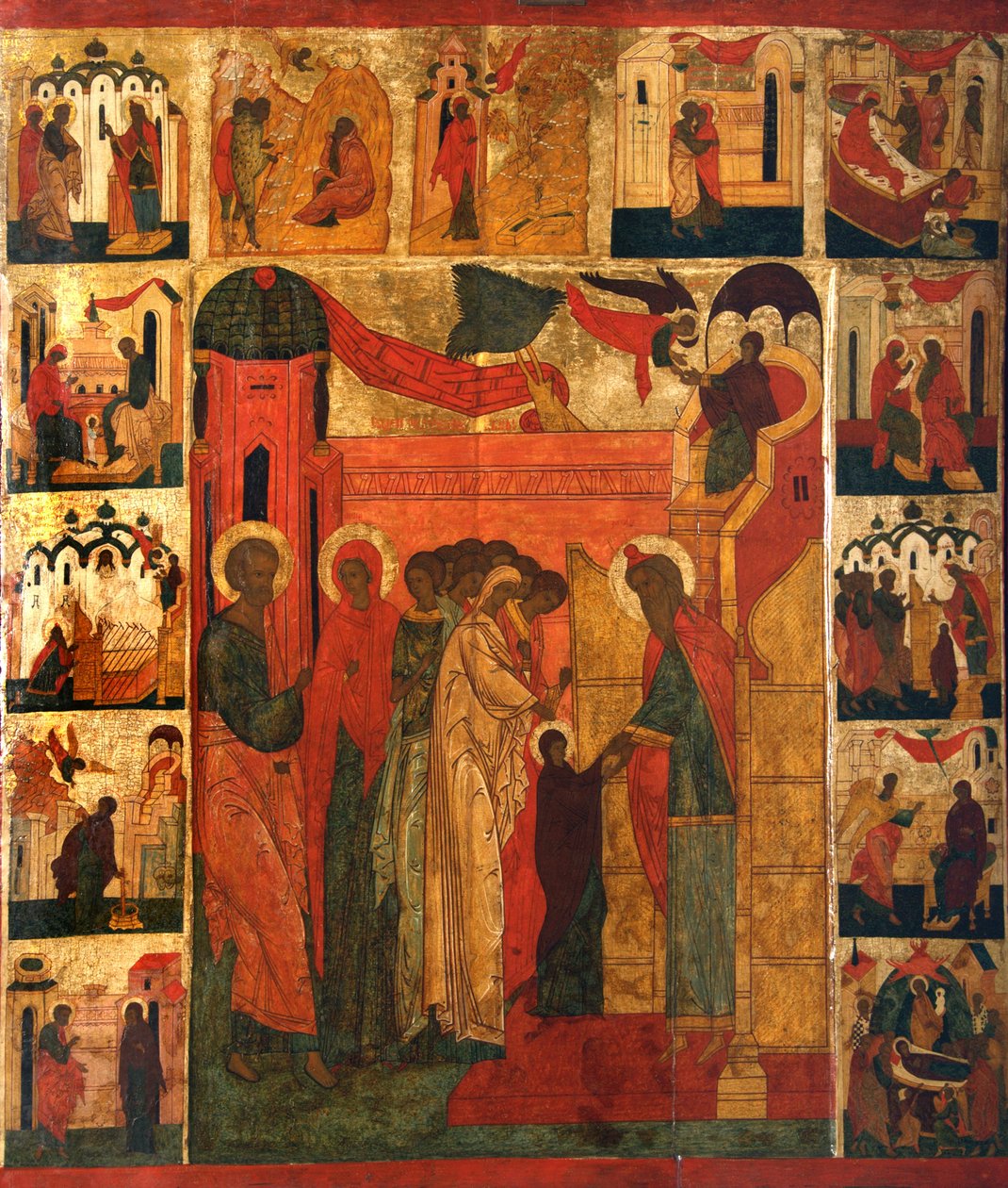 Den aller helligste Theotokos inntreden i tempelet, 1500-tallet av Anonymous Russian icon painter