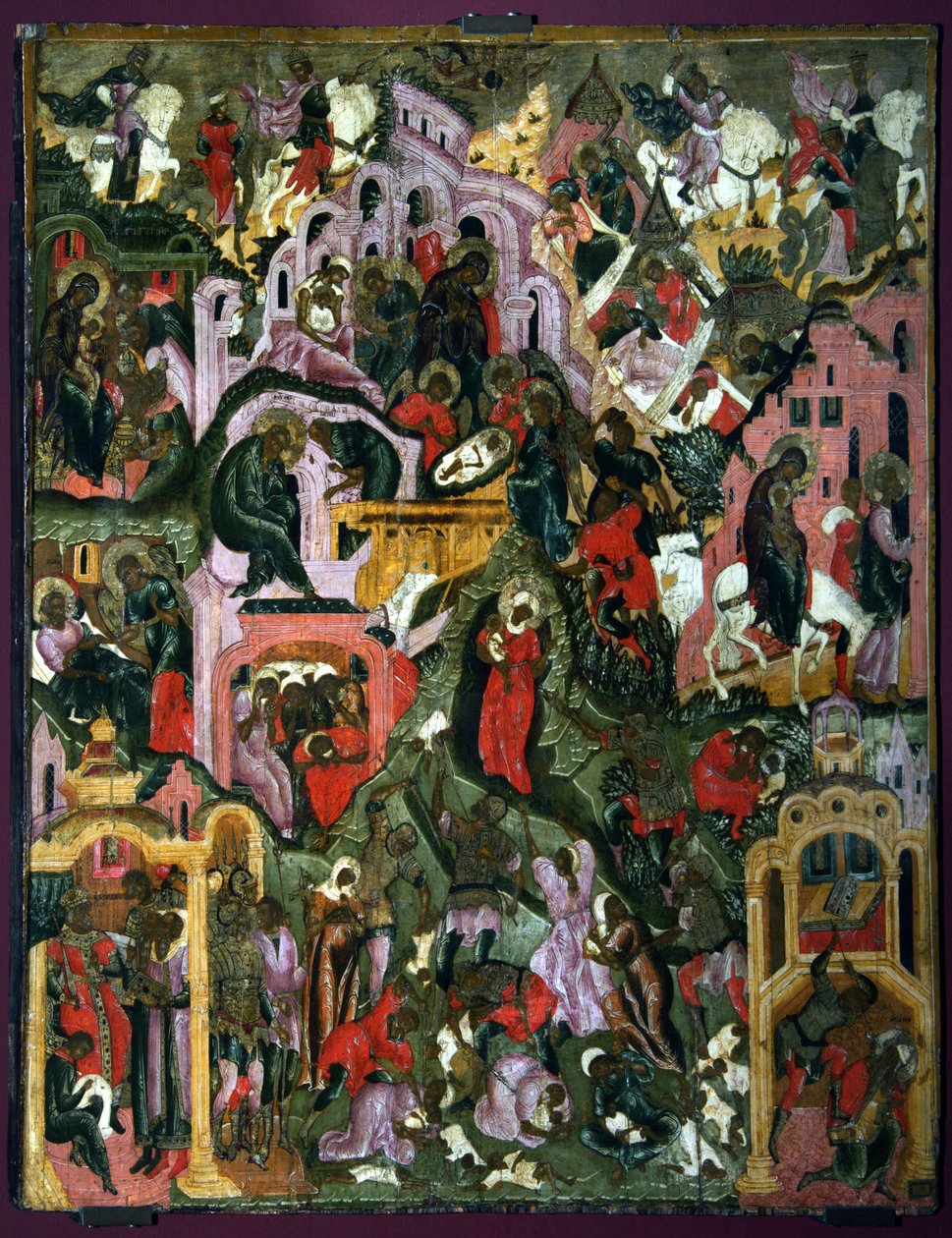 Kristi fødsel, andre halvdel av 1600-tallet. av Anonymous Russian icon painter