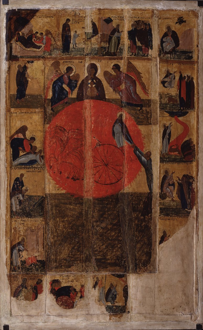 Profeten Elia med scener fra hans liv, slutten av 1300-tallet. av Anonymous Russian icon painter