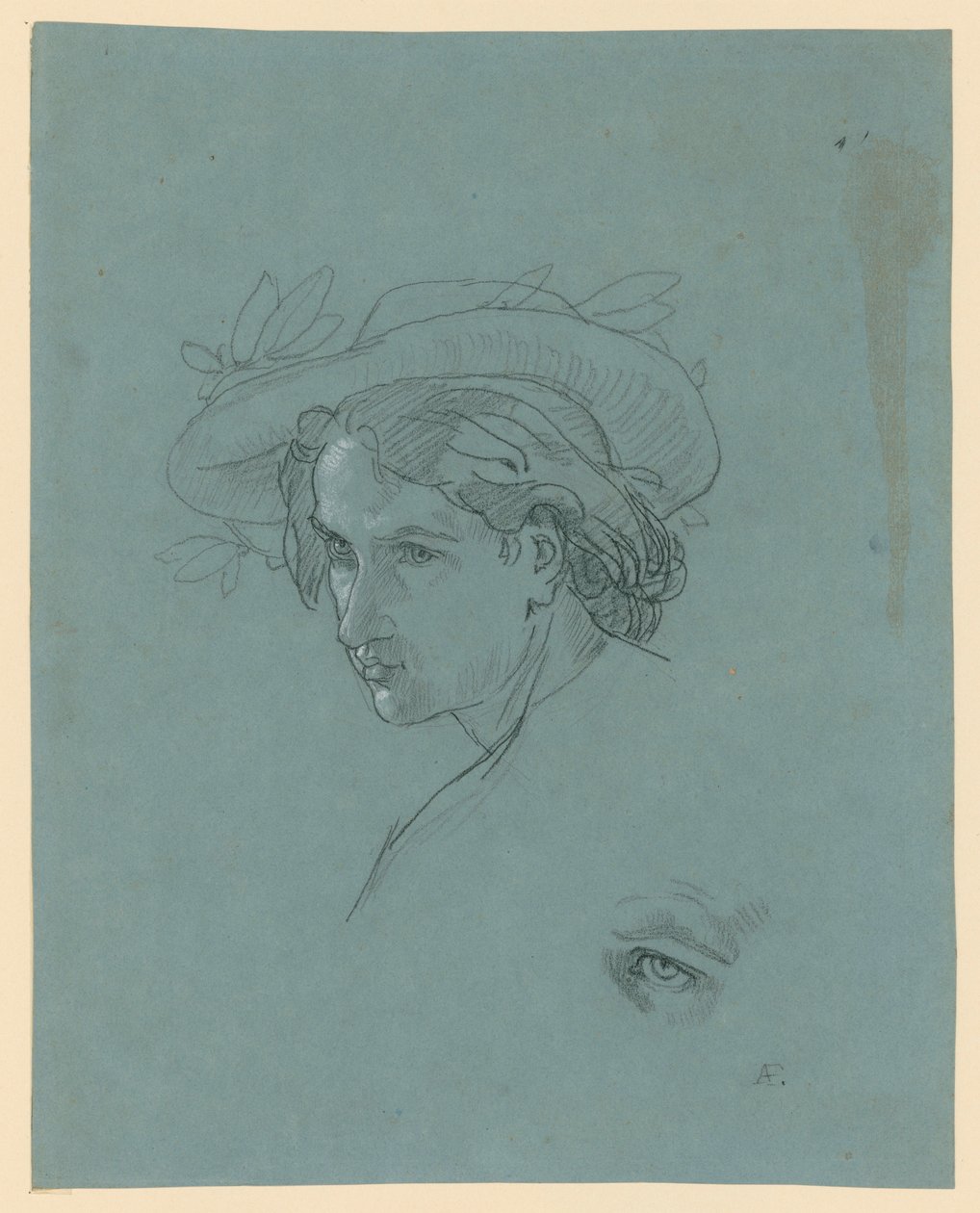 Hodet til en ung mann med hatt av Anselm Feuerbach