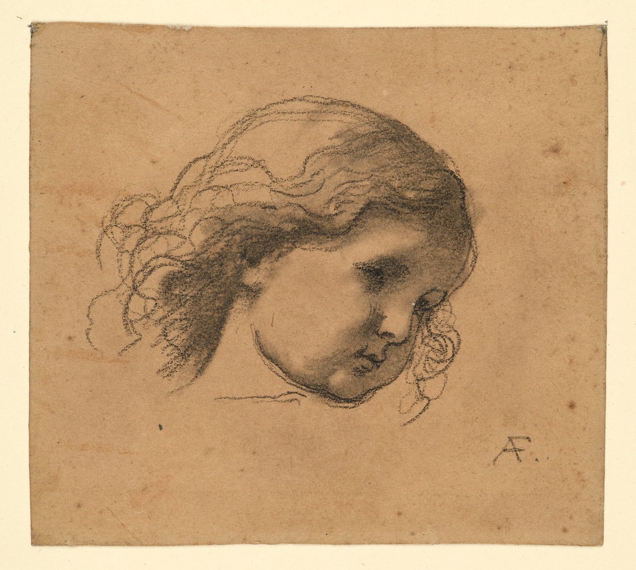 Hode av et krøllete barn av Anselm Feuerbach