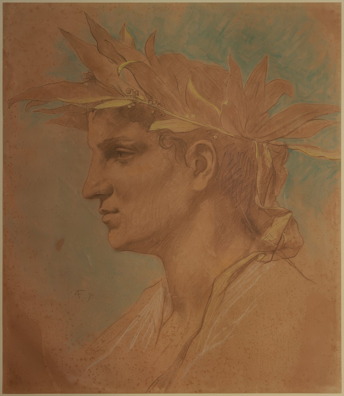 Mannshode omkranset med laurbær av Anselm Feuerbach