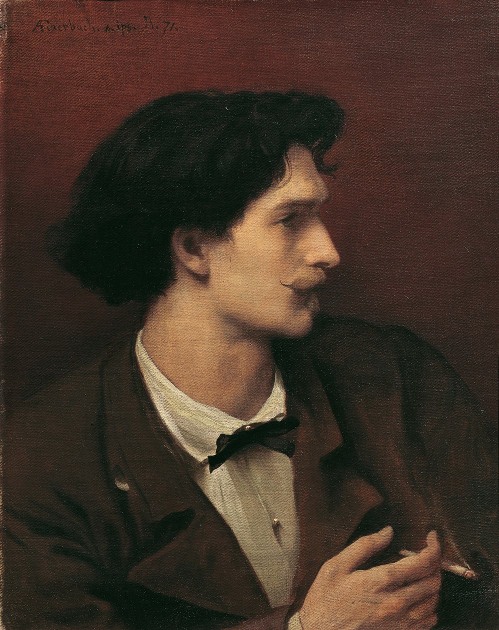 Selvportrett med sigarett, 1871. av Anselm Feuerbach