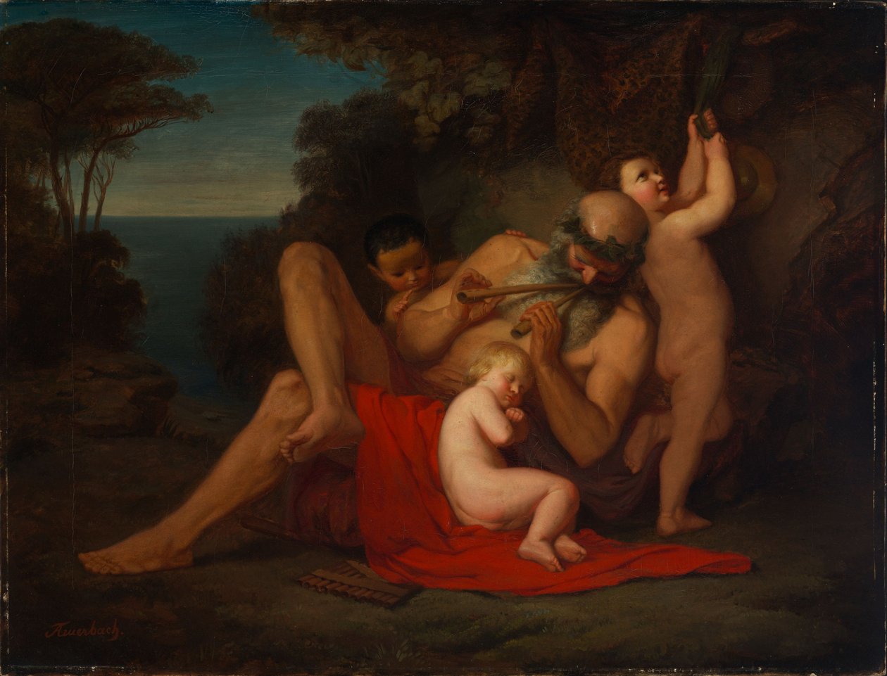 Silenos med sovende Bacchus-gutt av Anselm Feuerbach