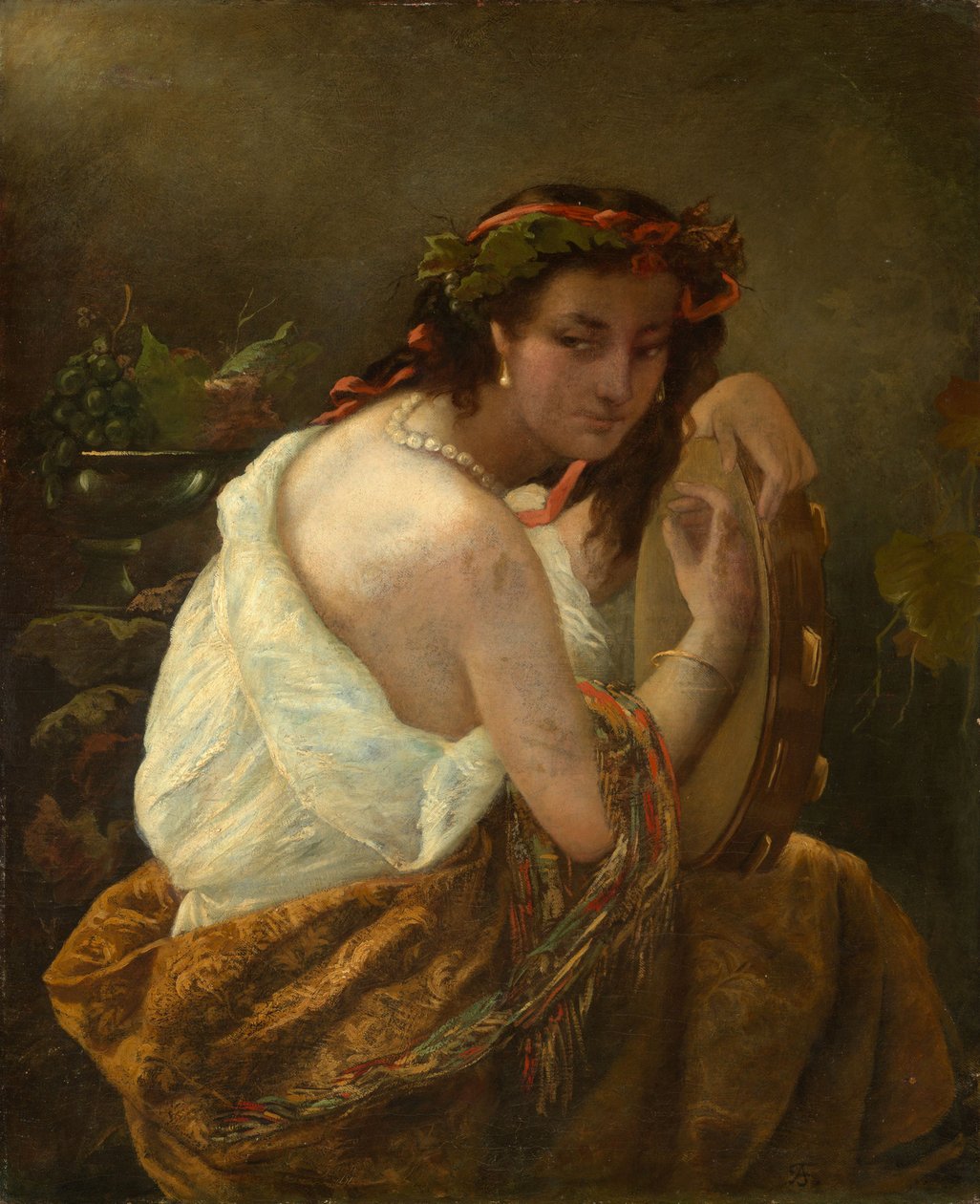 Sigøynerkvinne med tamburin av Anselm Feuerbach